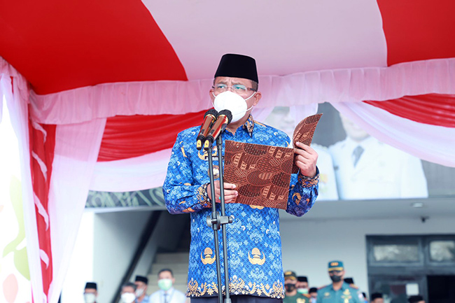 Photo of DI CEREMONY HUT PEMKOT TERNATE KE 23, WALIKOTA DR.TAUHID SOLEMAN, M.Si., SAMPAIKAN OPTIMISME.