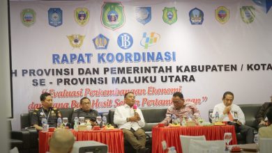 Photo of RAPAT EVALUASI PERKEMBANGAN EKONOMI DAN DBH TAMBANG MALUT SEPAKATI 7 KOMITMEN.